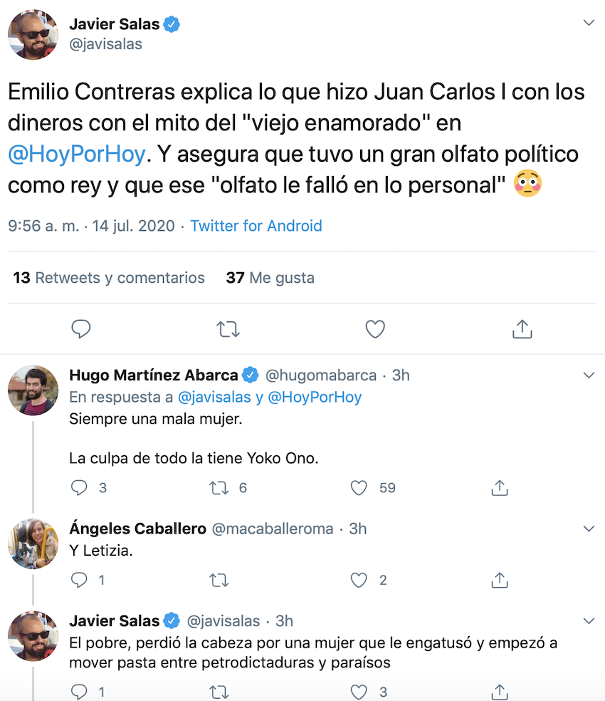 Captura de tuits contra Emilio Contreras