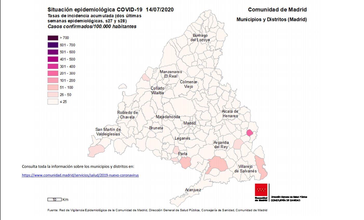 Mapa Comunidad de Madrid covid-19