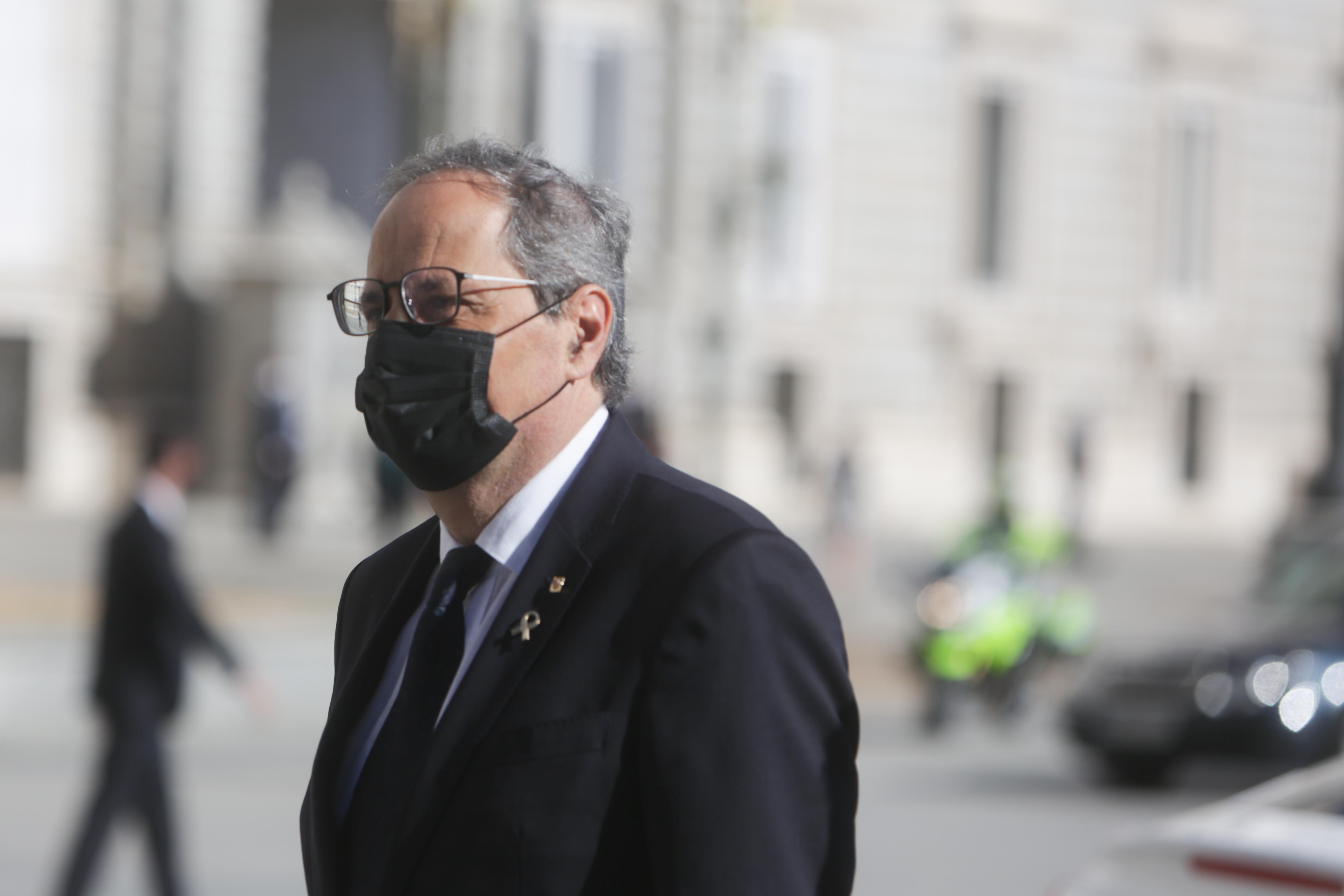 Quim Torra en el funeral por las víctimas de coronavirus