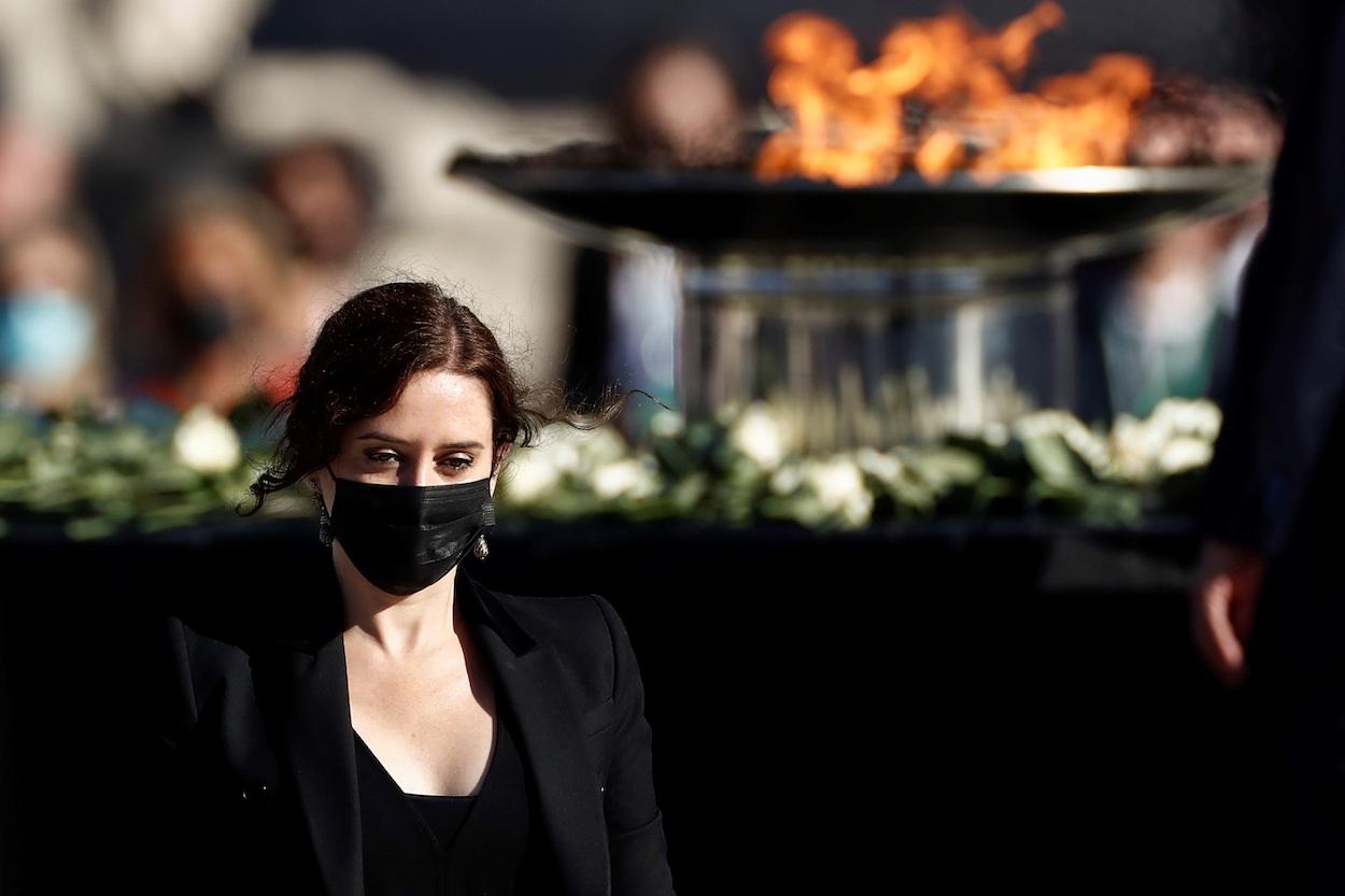 Isabel Díaz Ayuso durante el homenaje a las víctimas del Covid