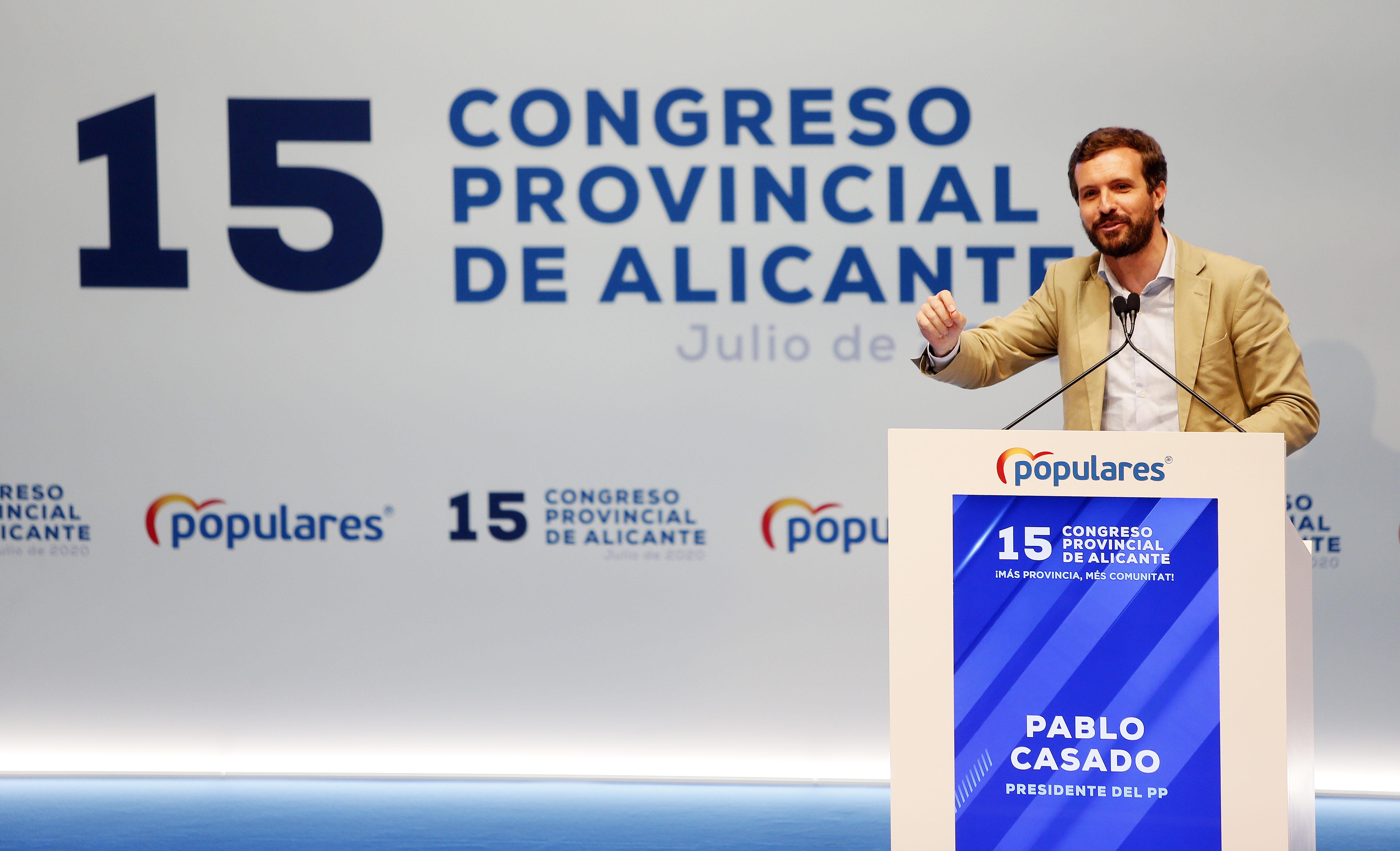 El presidente del Partido Popular, Pablo Casado, interviene en el acto de clausura del XV Congreso del Partido Popular Provincia de Alicante