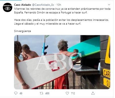 Mensaje de Caso Aislado sobre vacaciones de Fernando Simón