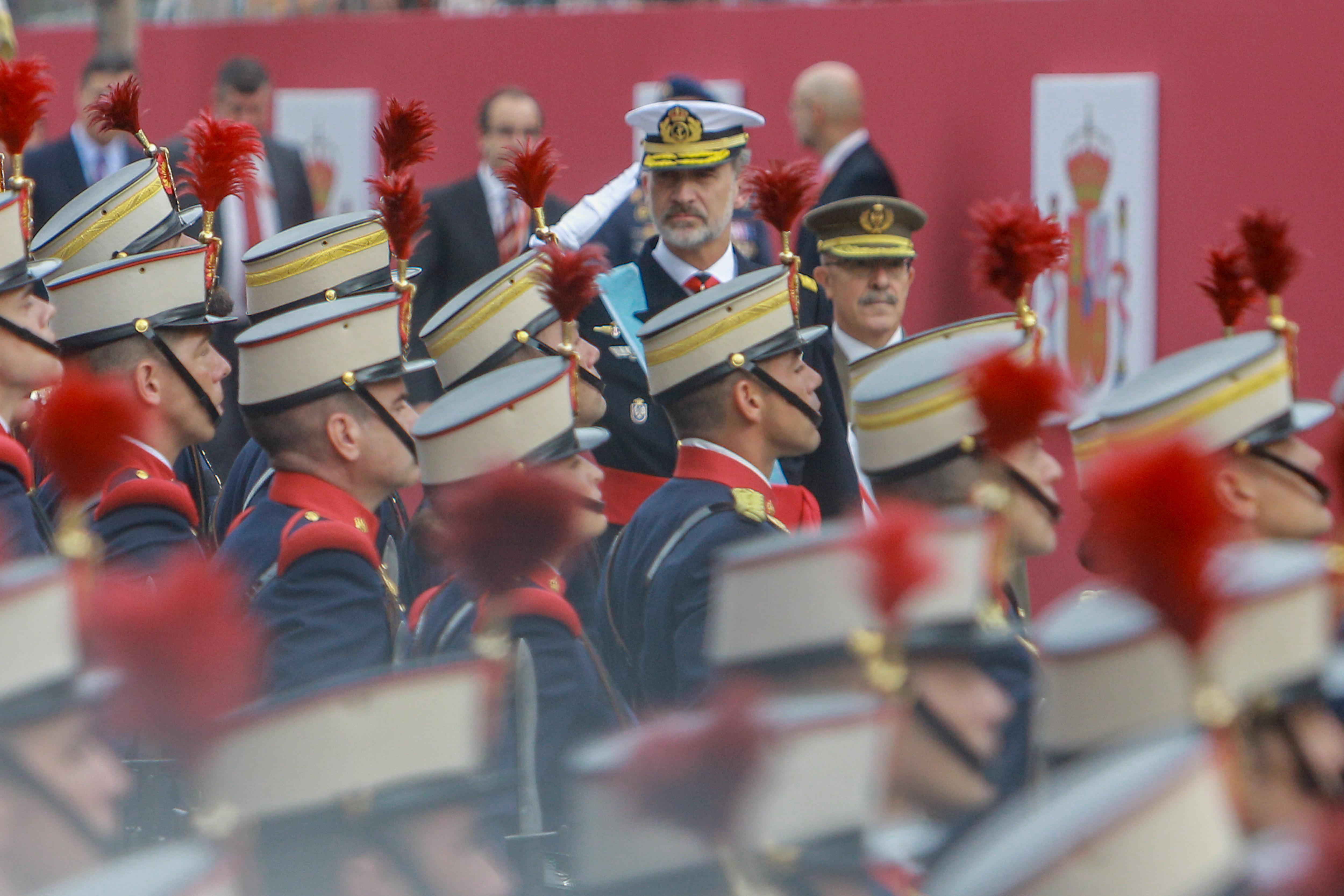 Felipe VI pasa revista en el desfile del 12-O de 2019. Europa Press