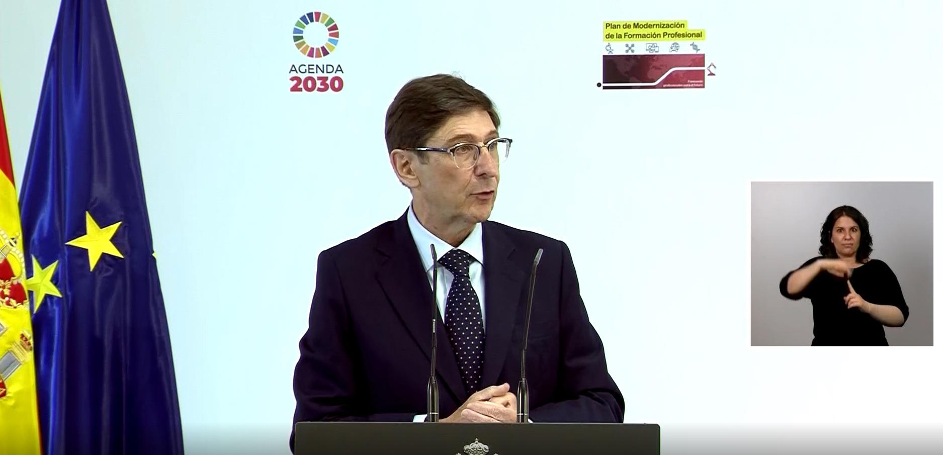José Ignacio Goirigolzarri, presidente de Bankia, en el acto de presentación del nuevo plan de Formación Profesional