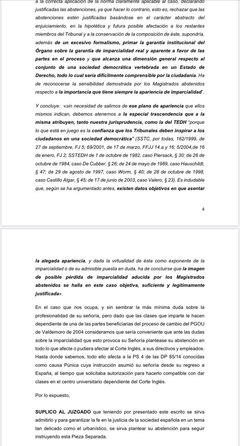 Parte del documento de la acusación popular del Caso Púnica