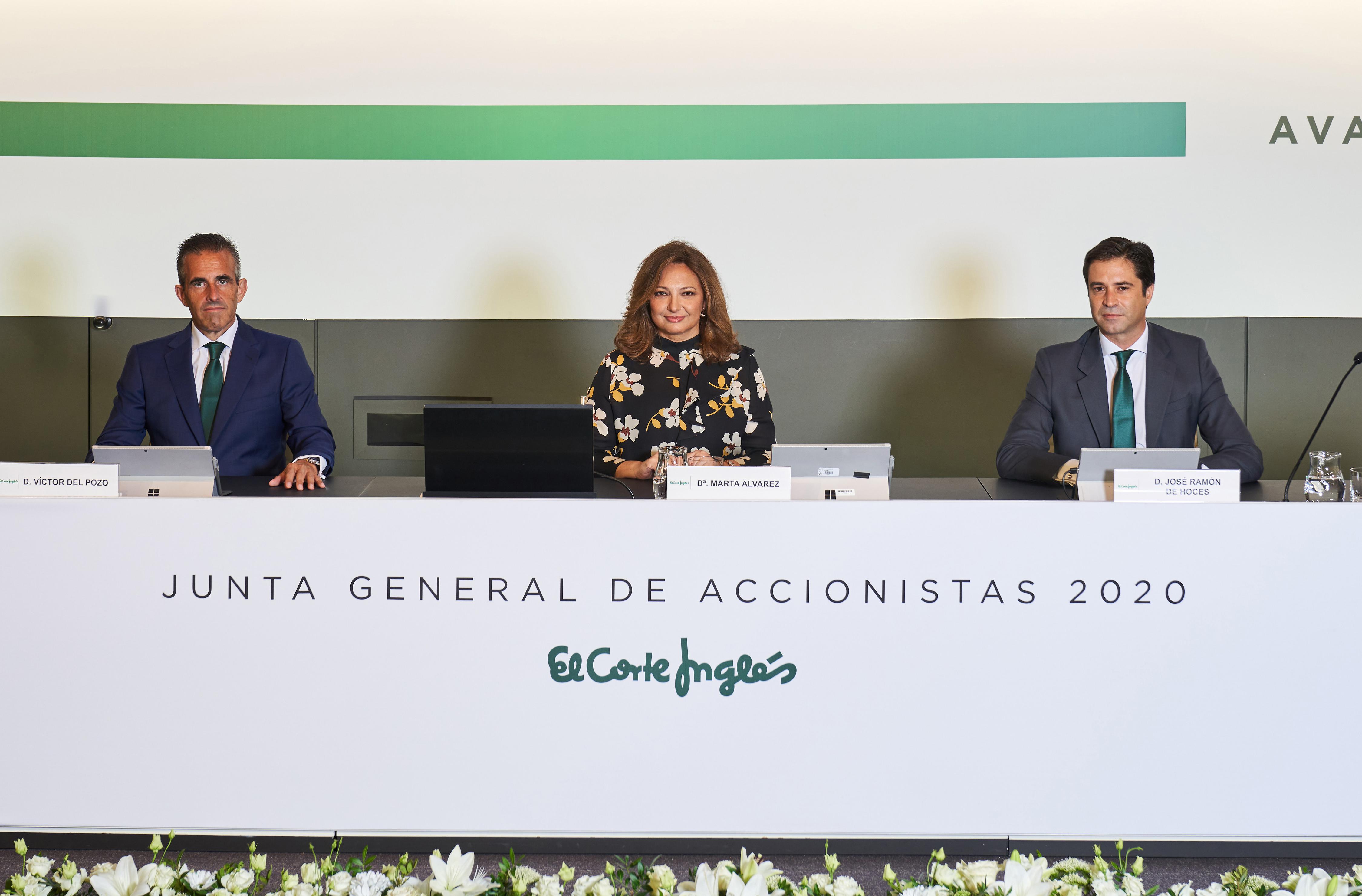 Víctor del Pozo, consejero delegado de El Corte Inglés, Marta Álvarez, presidenta y José Ramón de Hoces, consejero secretario.
