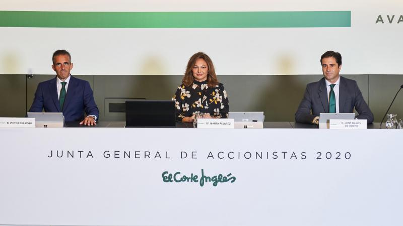 Víctor del Pozo, consejero delegado de El Corte Inglés, Marta Álvarez, presidenta y José Ramón de Hoces, consejero secretario.