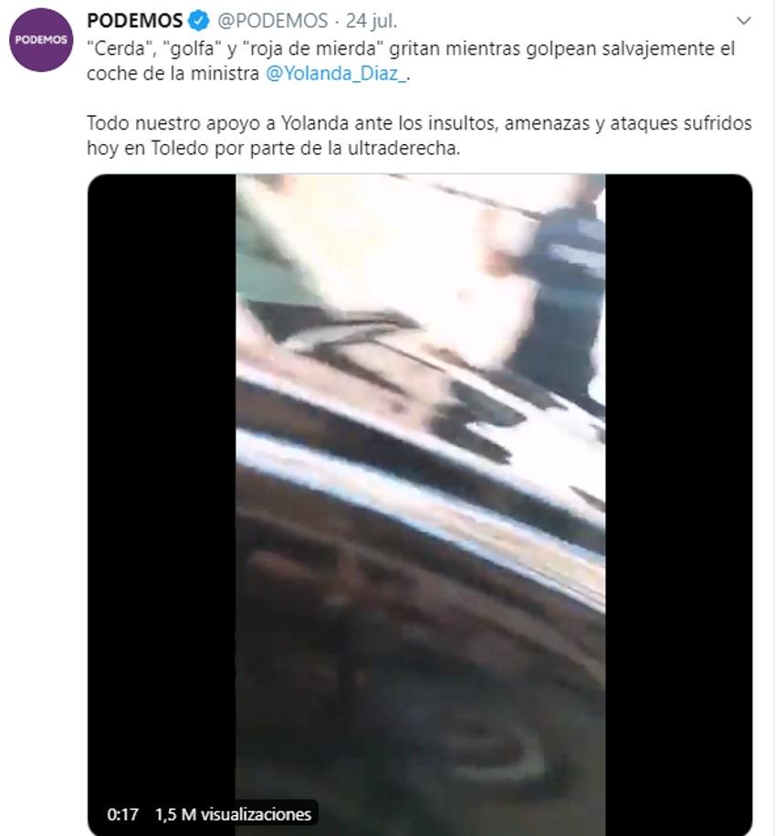 Captura de pantalla del video de las protestas en Toledo contra Yolanda Díaz Captura de pantalla del video de las protestas en Toledo contra Yolanda Díaz