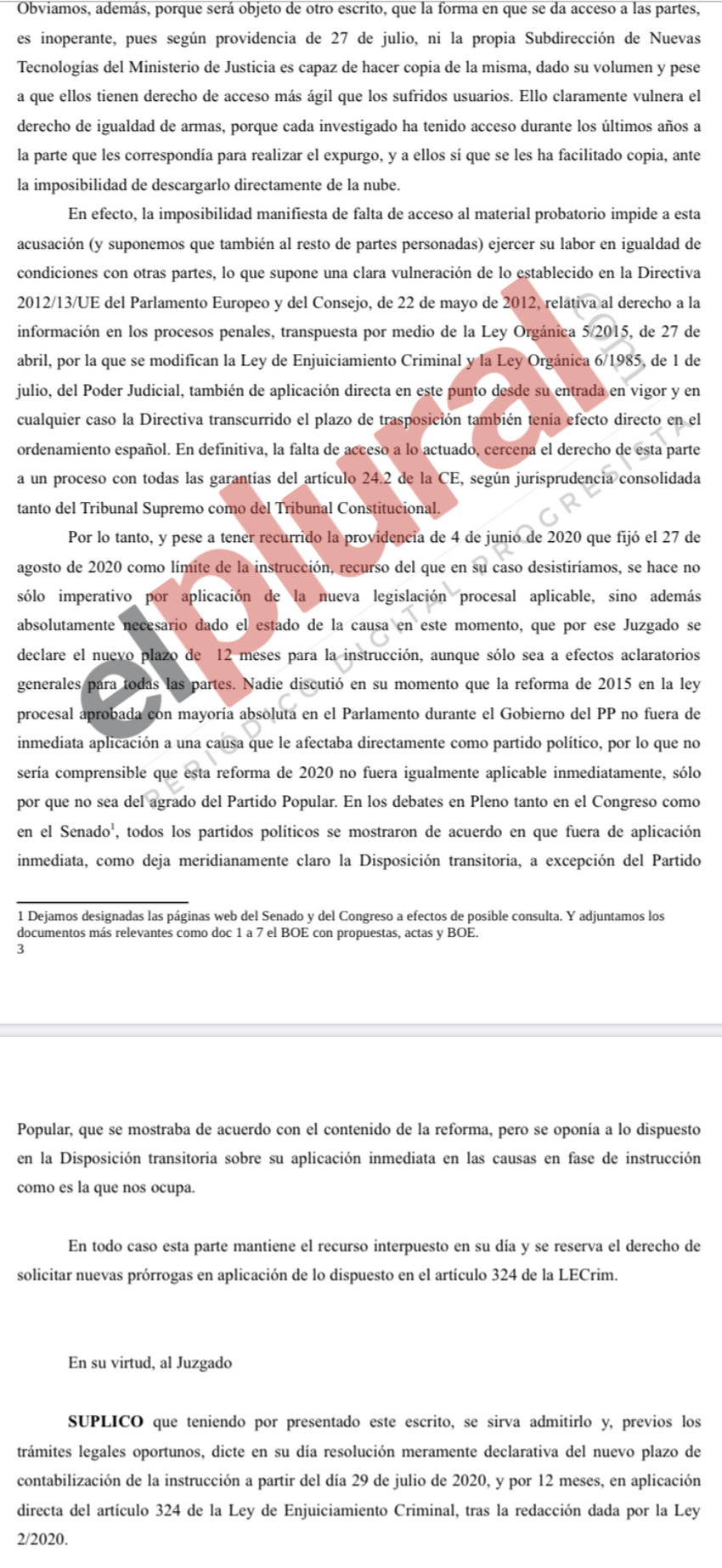 Escrito al juez de ADADE y PSOE sobre la Púnica