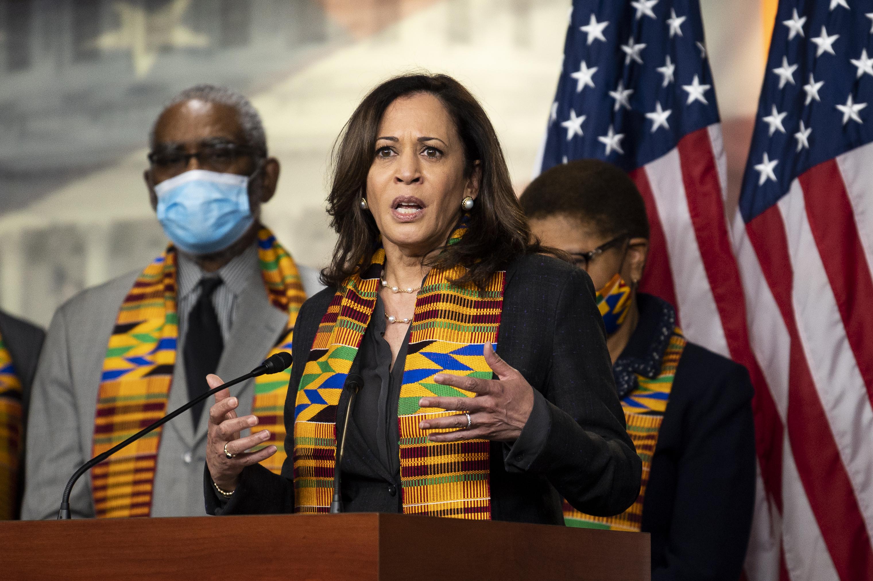 Kamala Harris en un acto político.