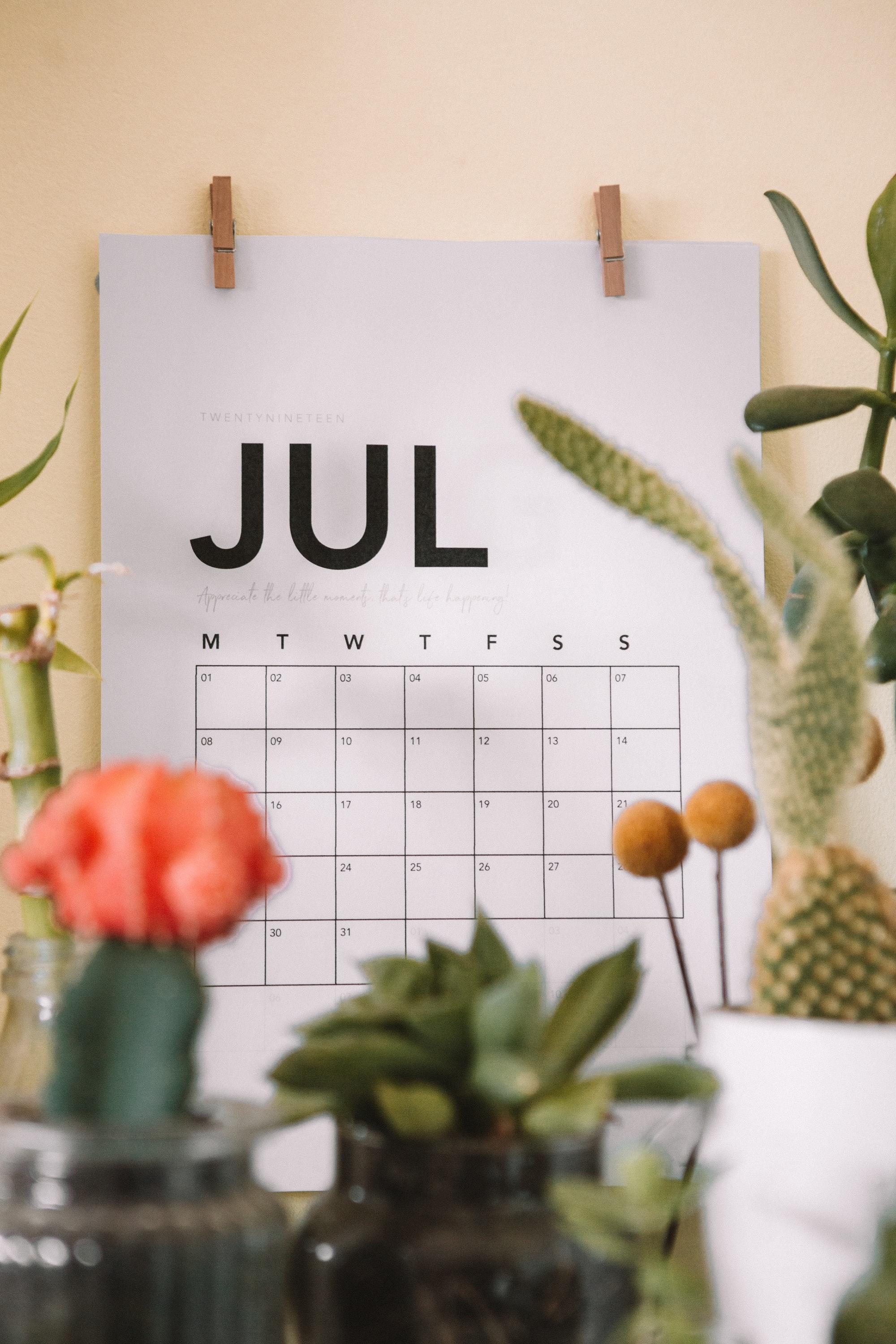 Calendario de julio. Maddi Bazzocco para Unsplash