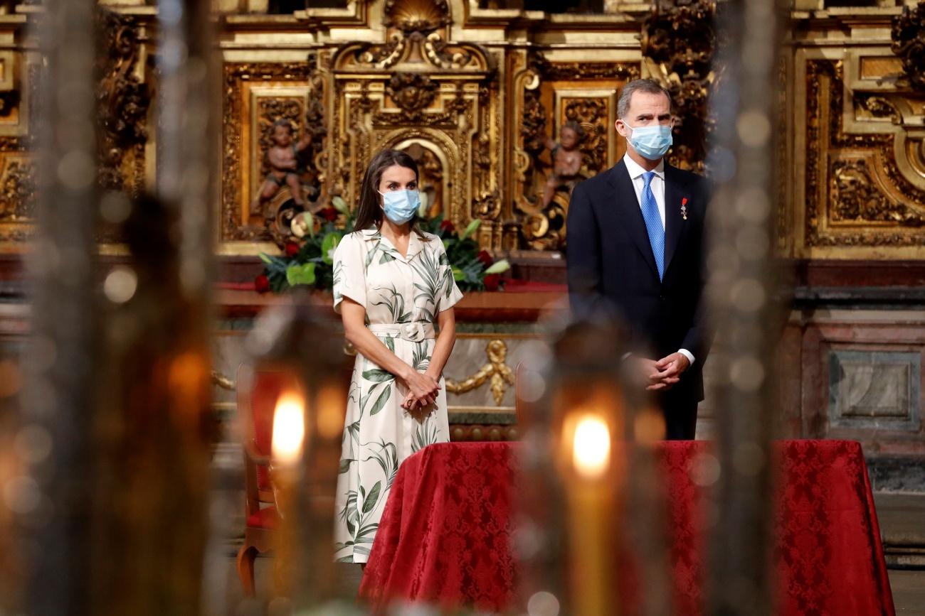 Felipe VI con la reina Leticia durante su última estancia en Santiago de Compostela el pasado 25 de julio con motivo del Día de Galicia (Foto: Europa Press).