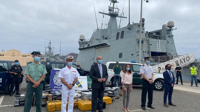 Llega a la Base Naval de Las Palmas de Gran Canaria los 1.200 kilos de cocaína incautados a un velero al sur de Azores - EP