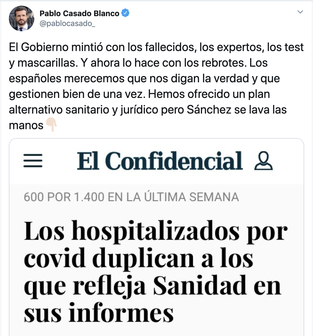 Tuit de Pablo Casado