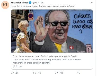 Imagen del artículo de Financial Times sobre Juan Carlos I