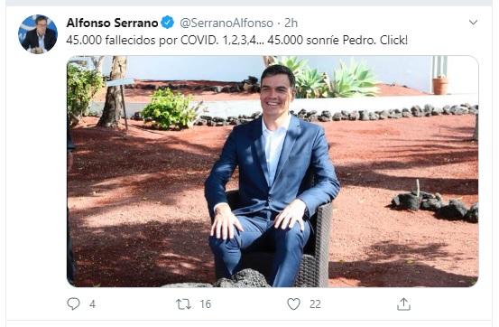 Captura de pantalla del tuit de Alfonso Serrano.