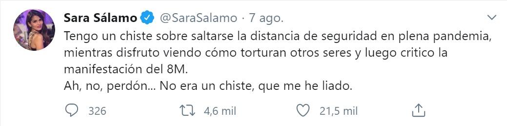 Sara Sálamo sobre toros y pandemia Sara Sálamo sobre toros y pandemia