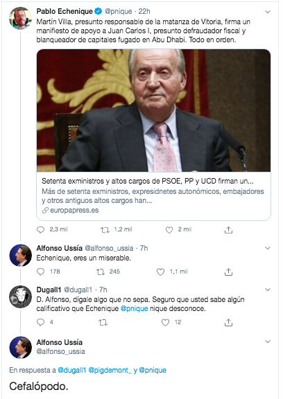 Tuits de Alfonso Ussía sobre Echenique