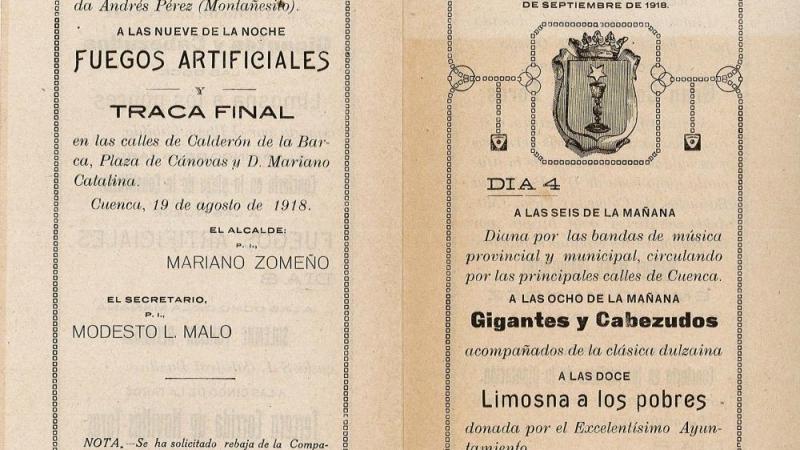 Programa de las fiestas populares de Cuenca en 1918