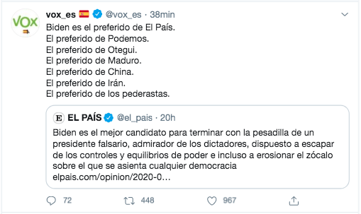 Mensaje Vox Joe Biden