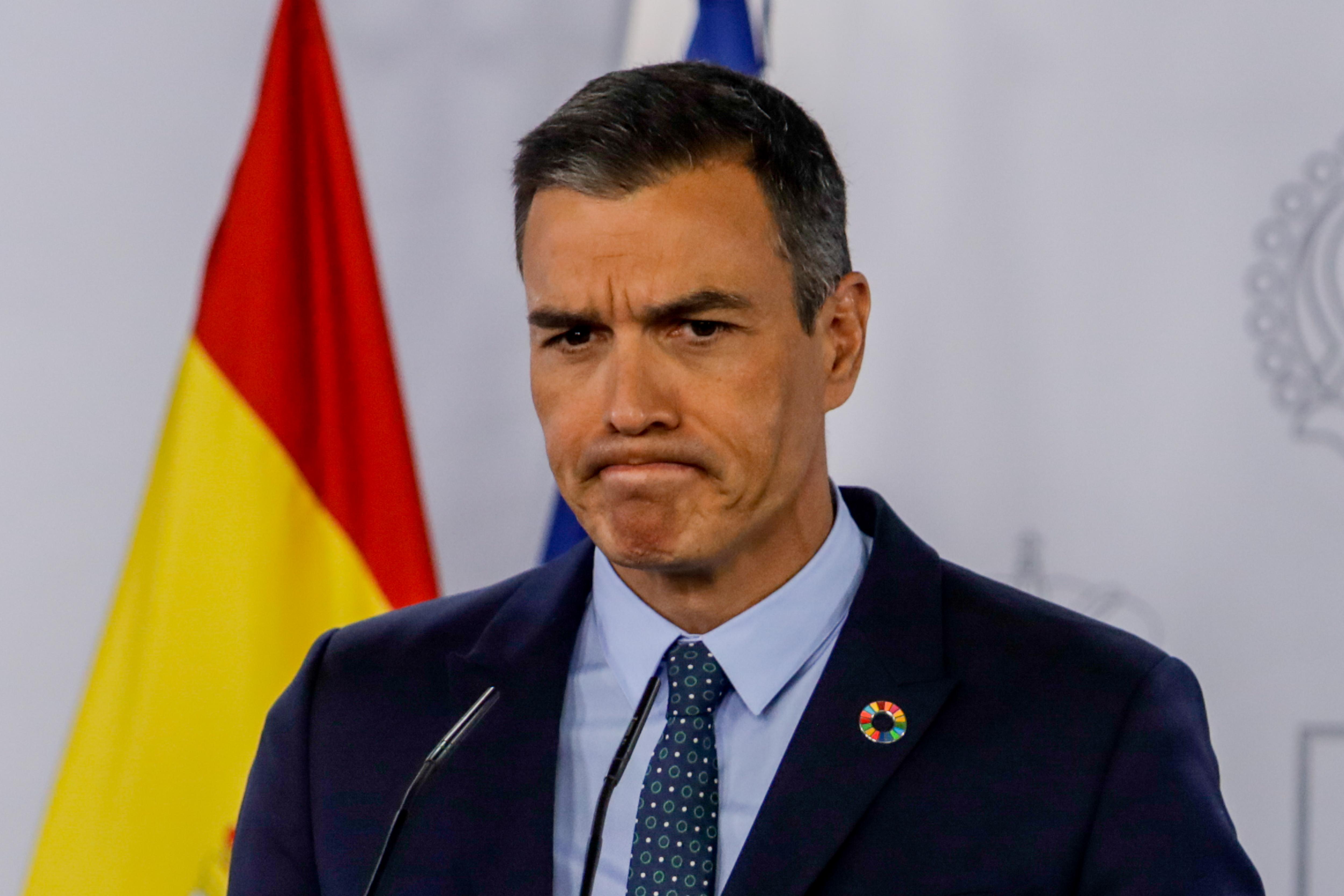 El presidente del Gobierno, Pedro Sánchez, en la sala de prensa del Palacio de La Moncloa. Europa Press. 