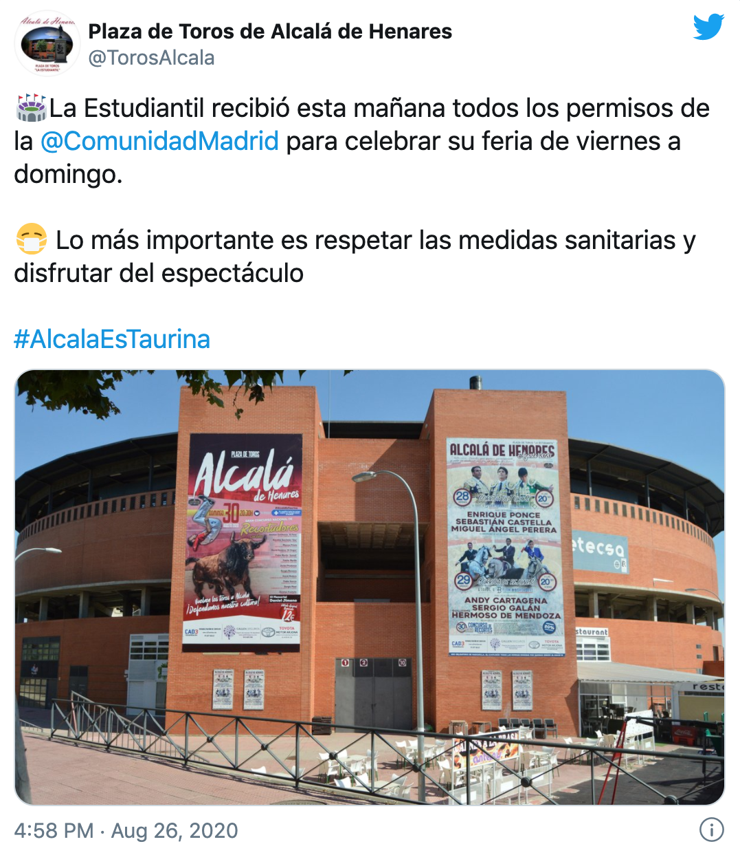 Mensaje de la plaza de Toros de Alcalá de Henares Mensaje de la plaza de Toros de Alcalá de Henares