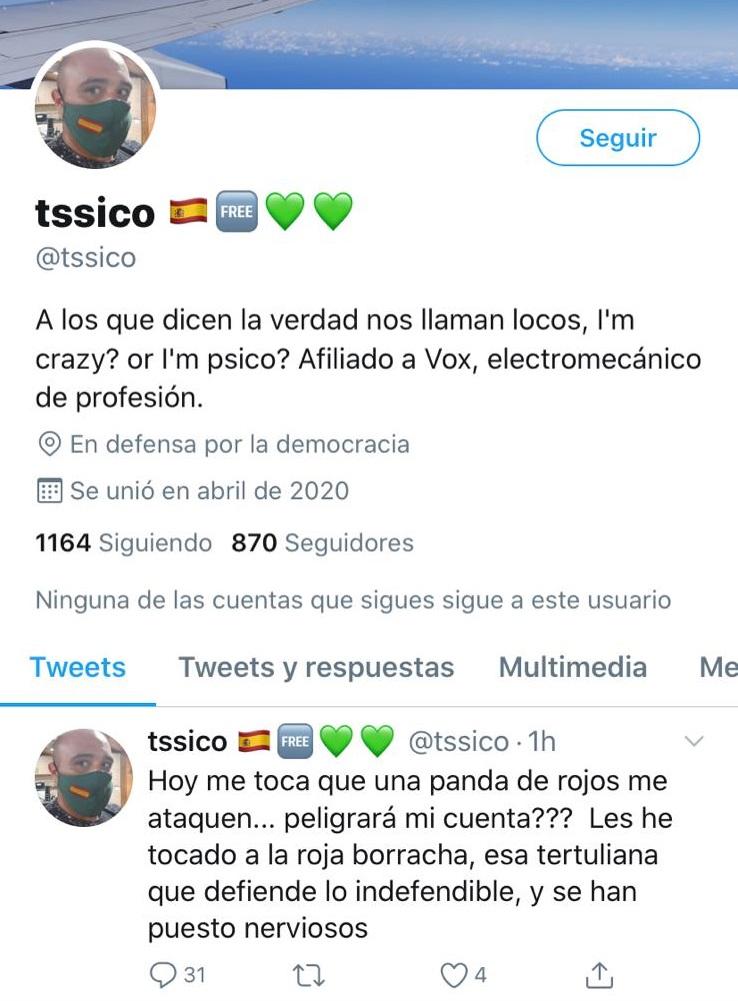 Captura del perfil de Twitter Captura del perfil de Twitter