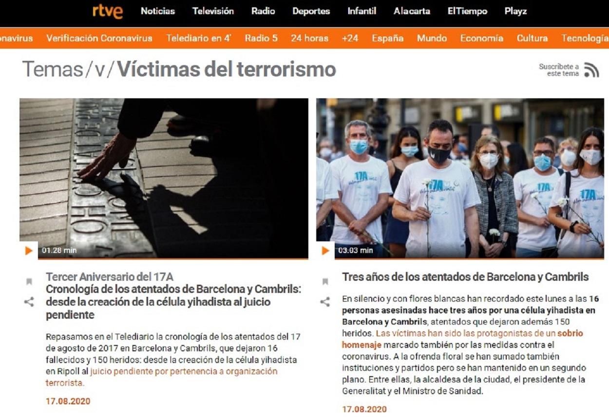 Pantallazo víctimas del terrorismo TVE