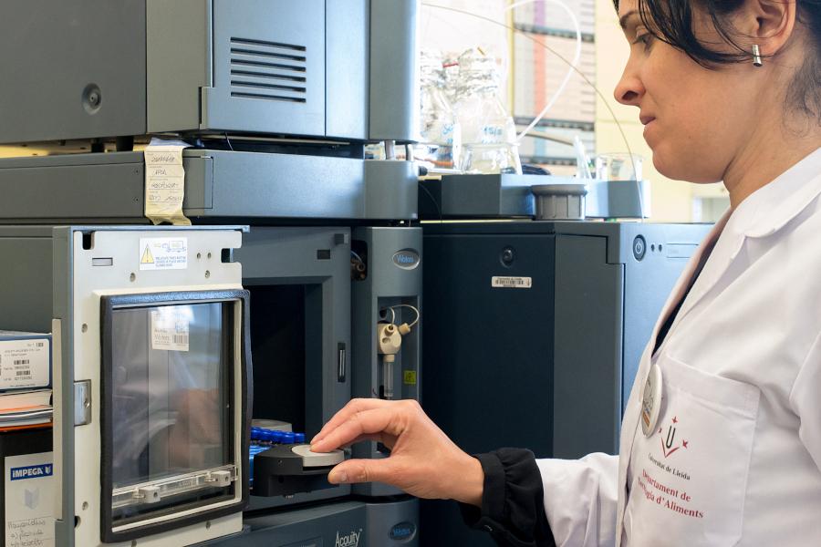 Una investigadora en el laboratorio de tecnología de alimentos de la UdL - Caixabank