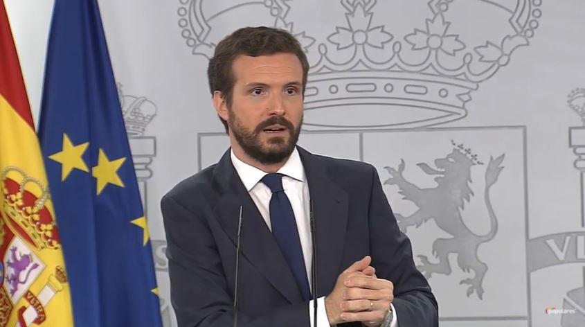 Pablo Casado en rueda de prensa