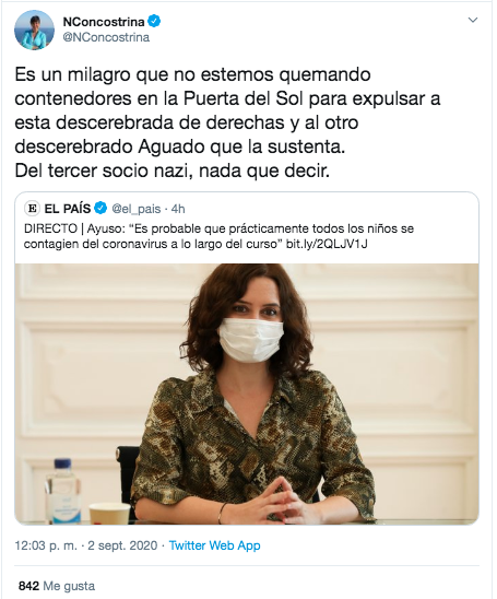 Nieves Concostrina sobre Isabel Díaz Ayuso