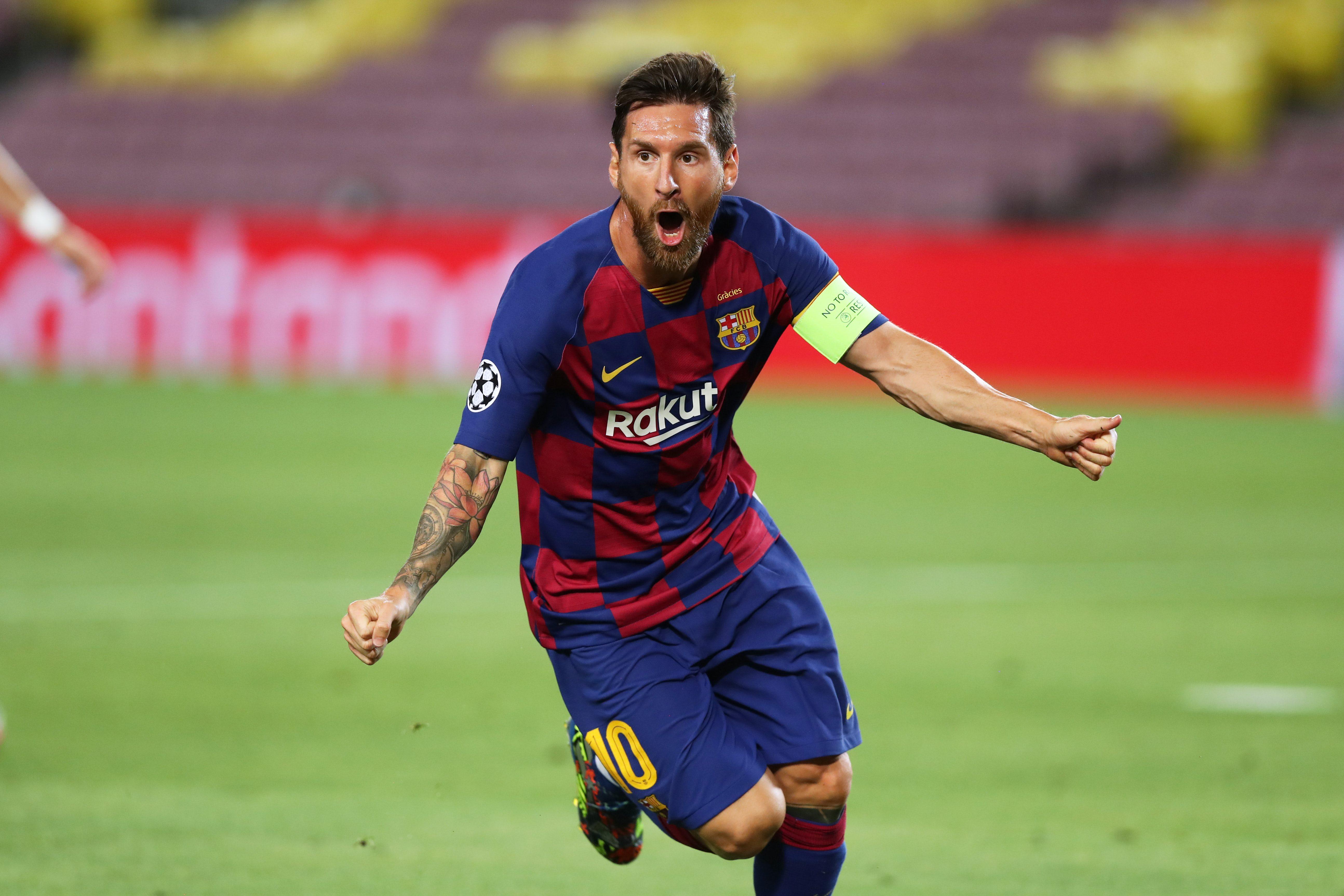 Lionel Messi celebra un gol frente al Napoli en la Champions. Fuente: Europa Press.