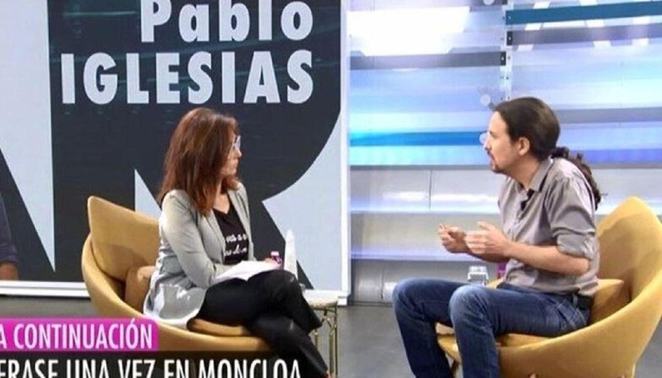 Pablo Iglesias durante una entrevista con Ana Rosa Quintana