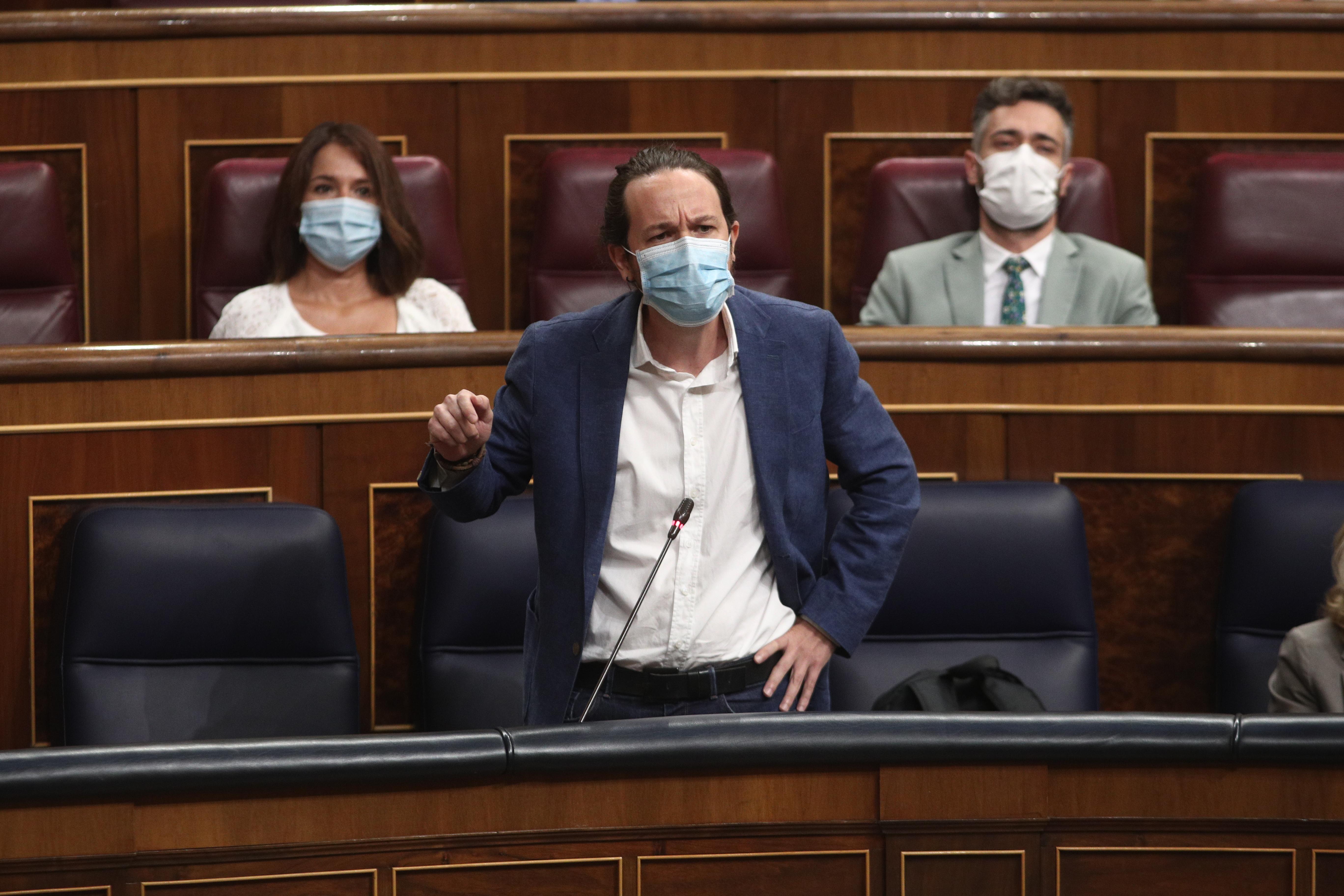 Pablo Iglesias en la sesión de control al Gobierno. EP