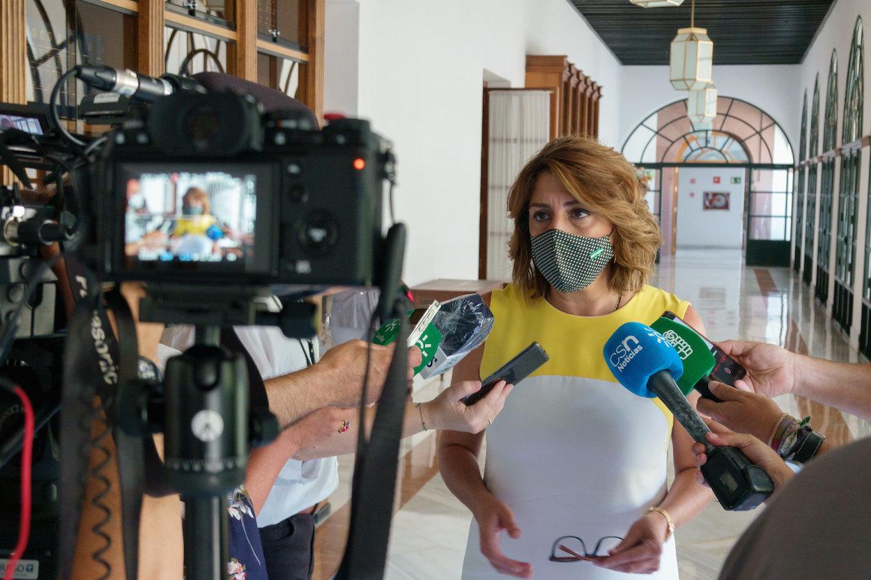 Susana Díaz, hoy en los pasillos del Parlamento.