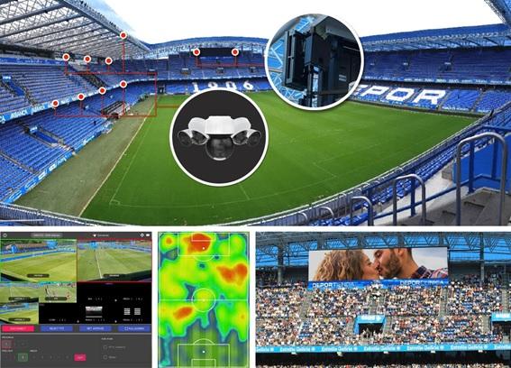 Imagen del estadio del Real Club Deportivo con la tecnología 5G