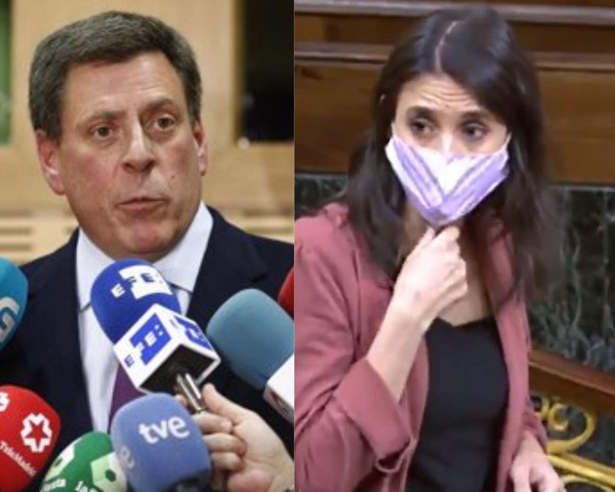 El padre de Diana Quer, Juan Carlos Quer y la ministra de Igualdad, Irene Montero