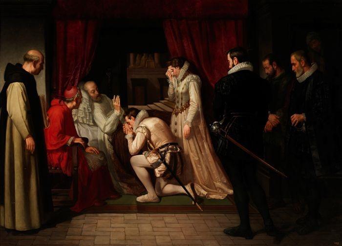 Últimos momentos de Felipe II pintado por Francisco Jover y Cassanova  (Museo del Prado)