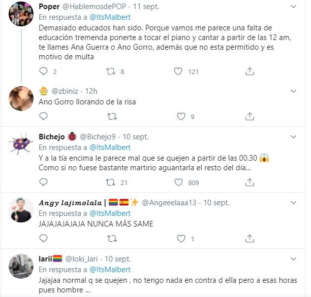 Comentarios sobre las quejas de los vecinos de Ana Guerra