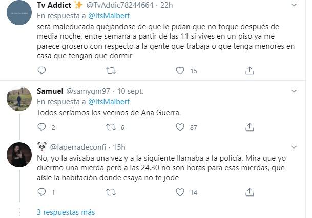 Comentarios sobre las quejas de los vecinos de Ana Guerra 2