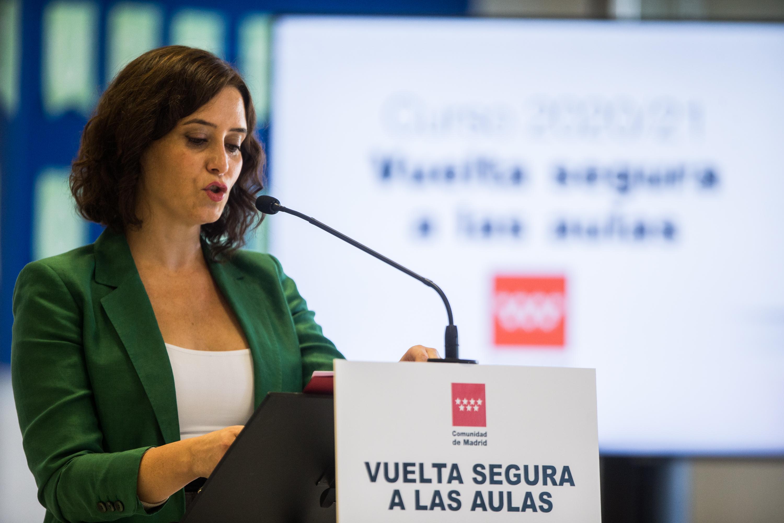 La presidenta de la Comunidad de Madrid, Isabel Díaz Ayuso