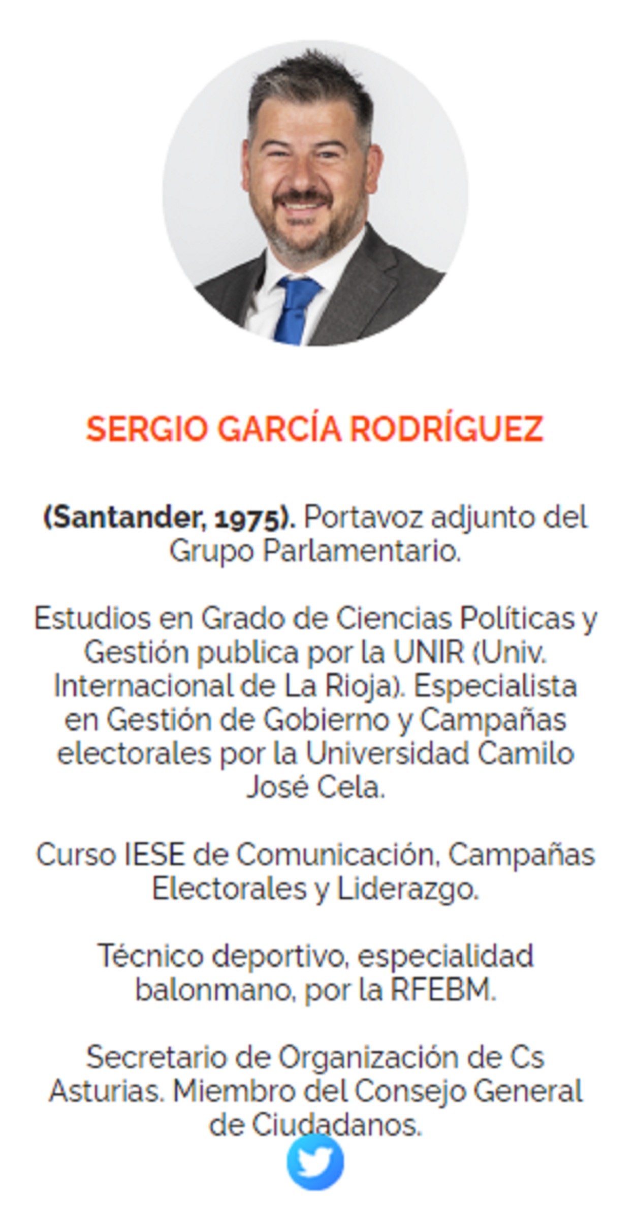 Currículum Sergio García de la web de Cs Asturias