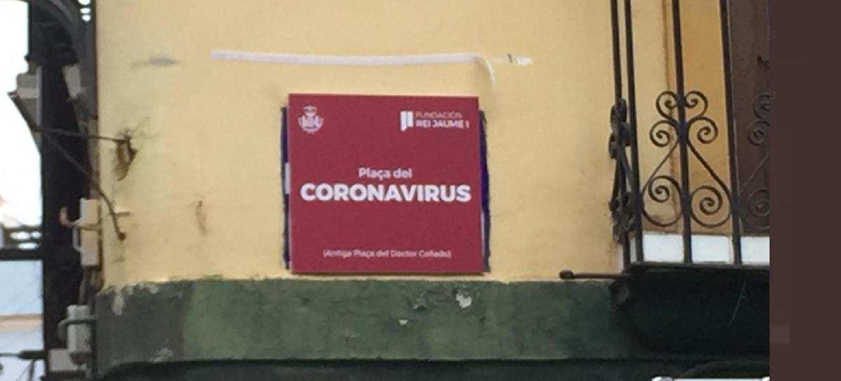 Placa de la Plaza del Coronavirus en Valencia. Fuente Twitter
