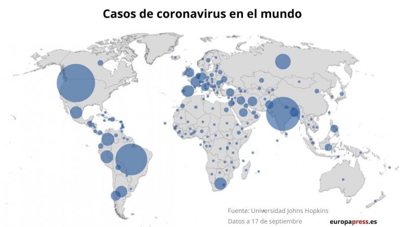EuropaPress - Mapa casos coronavirus mundo