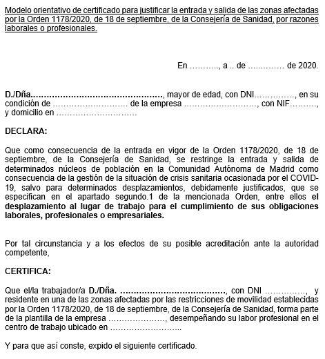 El certificado de la Comunidad de Madrid