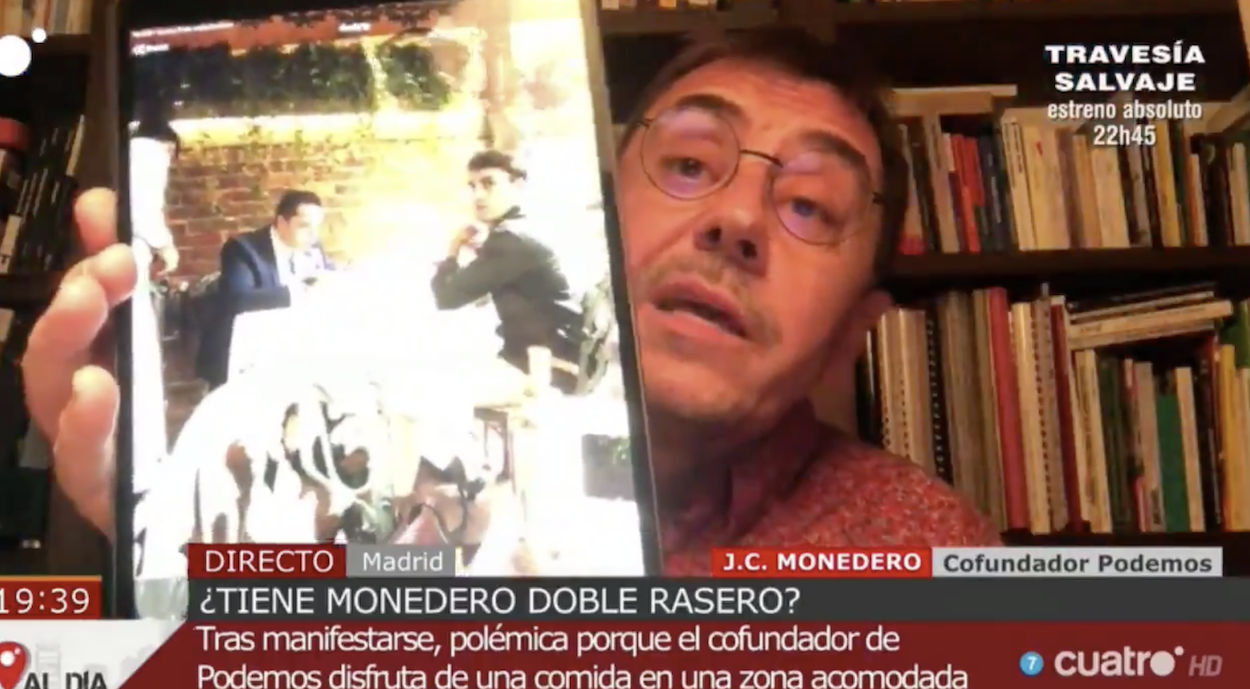 Juan Carlos Monedero explica la fotografía de su comida que dio lugar a un bulo