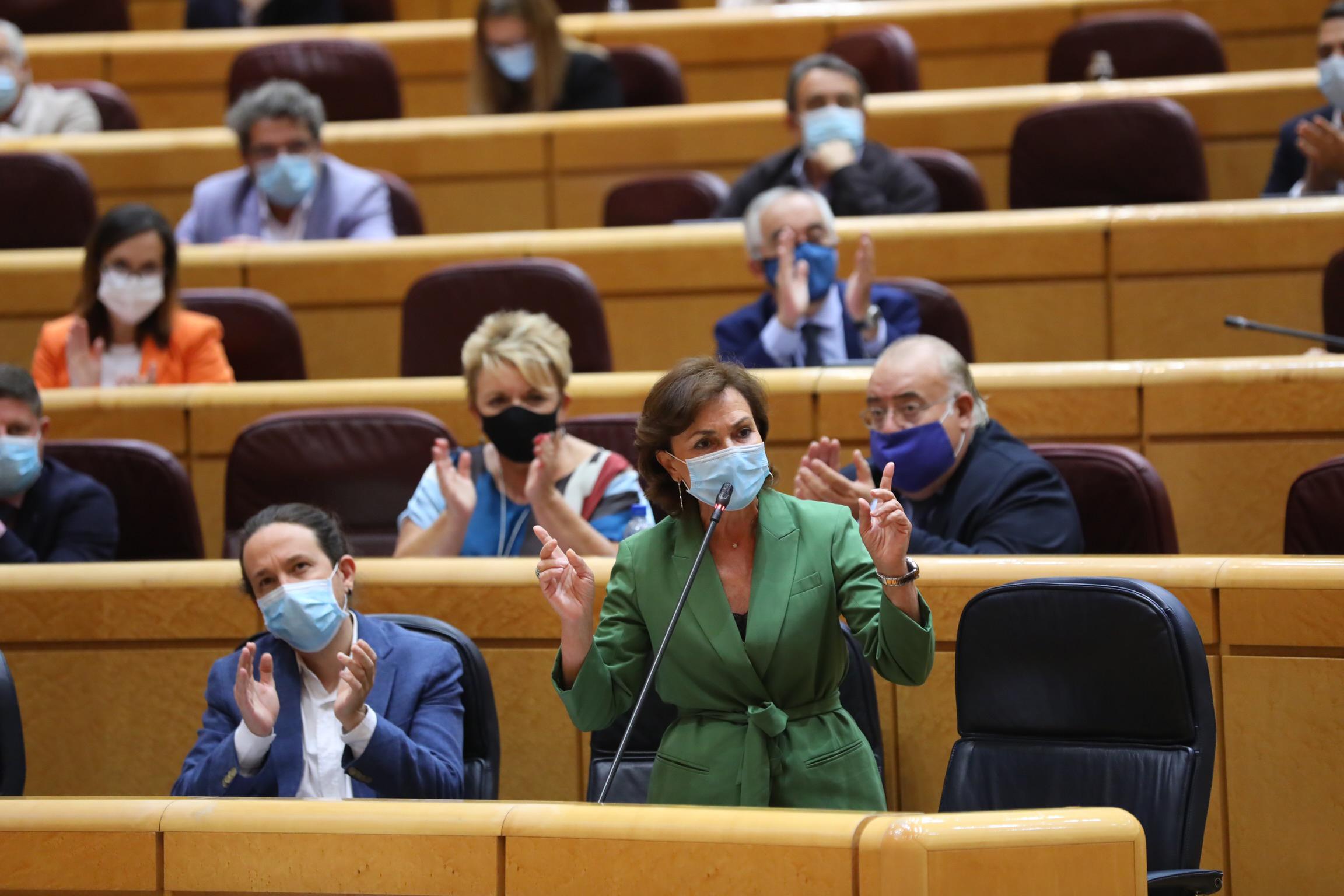 La vicepresidenta primera del Gobierno, Carmen Calvo. Fuente: Europa Press.