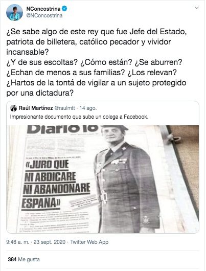 Preguntas Nieves Concostrina sobre Juan Carlos I