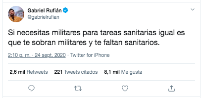 Tuit de Gabriel Rufián sobre el Ejército
