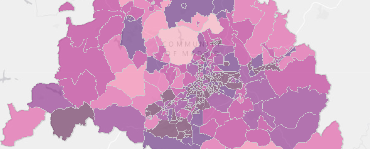 Mapa de las zonas más afectadas en Madrid. EP